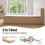 HOMLUX Queen Bed w/ Headboard, Unbox & Unfold, Ready in 72 Hrs, Motion Isolation, Medium Firm Support