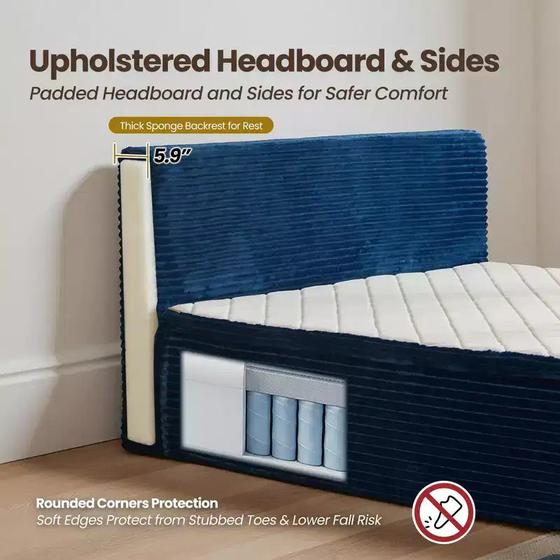 HOMLUX Queen Bed w/ Headboard, Unbox & Unfold, Ready in 72 Hrs, Motion Isolation, Medium Firm Support