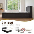HOMLUX Queen Bed w/ Headboard, Unbox & Unfold, Ready in 72 Hrs, Motion Isolation, Medium Firm Support