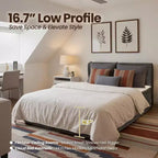 HOMLUX Queen Bed w/ Headboard, Unbox & Unfold, Ready in 72 Hrs, Motion Isolation, Medium Firm Support