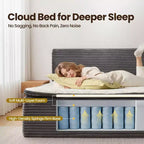 HOMLUX Queen Bed w/ Headboard, Unbox & Unfold, Ready in 72 Hrs, Motion Isolation, Medium Firm Support