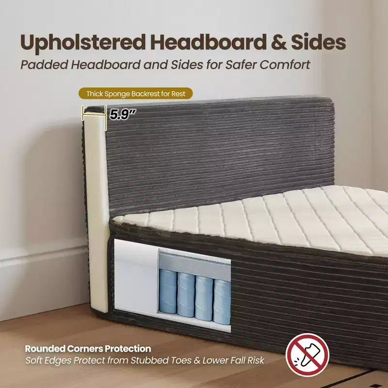 HOMLUX Queen Bed w/ Headboard, Unbox & Unfold, Ready in 72 Hrs, Motion Isolation, Medium Firm Support