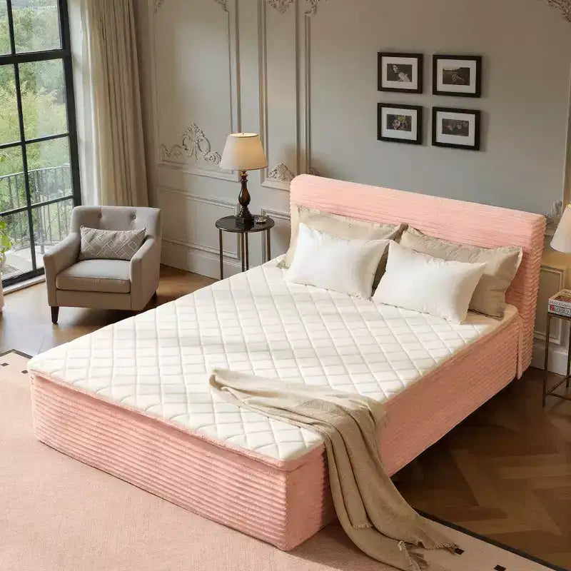 HOMLUX Queen Bed w/ Headboard, Unbox & Unfold, Ready in 72 Hrs, Motion Isolation, Medium Firm Support