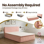 HOMLUX Queen Bed w/ Headboard, Unbox & Unfold, Ready in 72 Hrs, Motion Isolation, Medium Firm Support