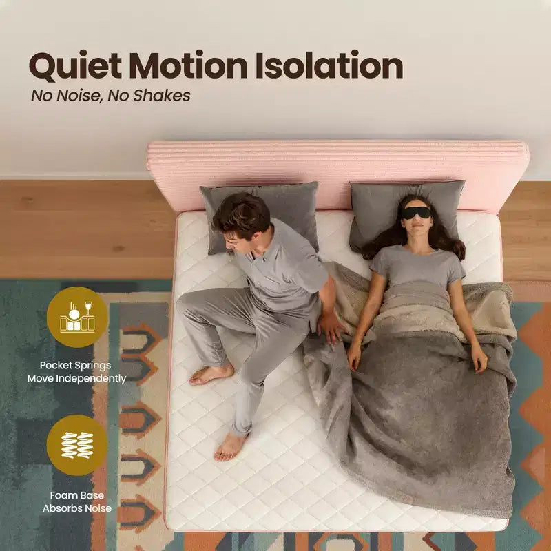 HOMLUX Queen Bed w/ Headboard, Unbox & Unfold, Ready in 72 Hrs, Motion Isolation, Medium Firm Support