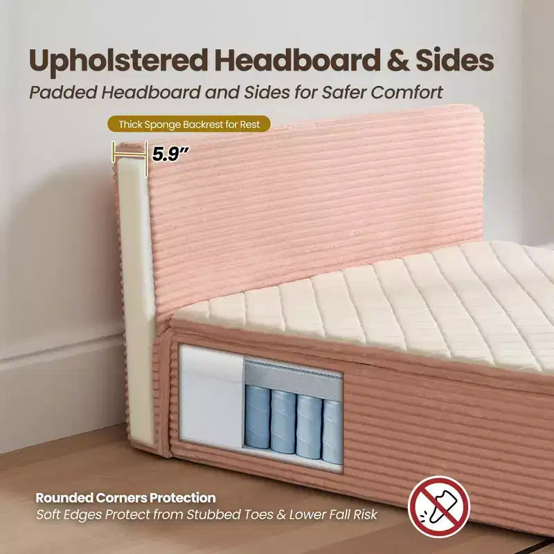 HOMLUX Queen Bed w/ Headboard, Unbox & Unfold, Ready in 72 Hrs, Motion Isolation, Medium Firm Support