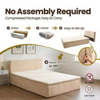 HOMLUX Queen Bed w/ Headboard, Unbox & Unfold, Ready in 72 Hrs, Motion Isolation, Medium Firm Support