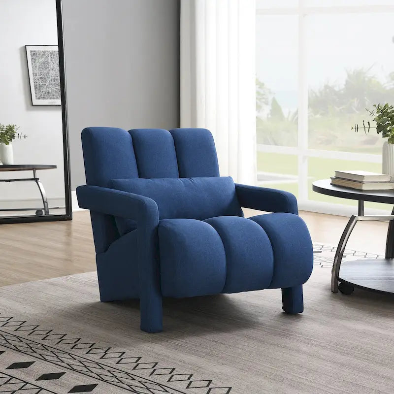 Fauteuil d'appoint moderne 27,5 po bleu marine avec oreiller