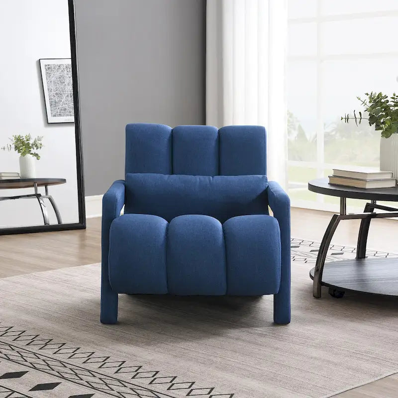 Fauteuil d'appoint moderne 27,5 po bleu marine avec oreiller