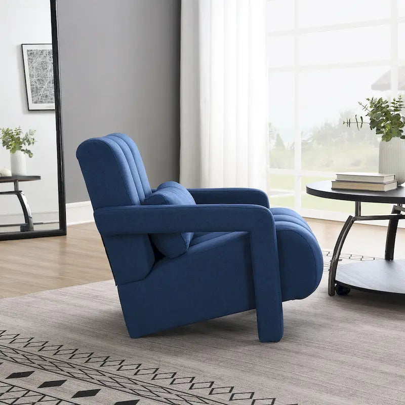 Fauteuil d'appoint moderne 27,5 po bleu marine avec oreiller