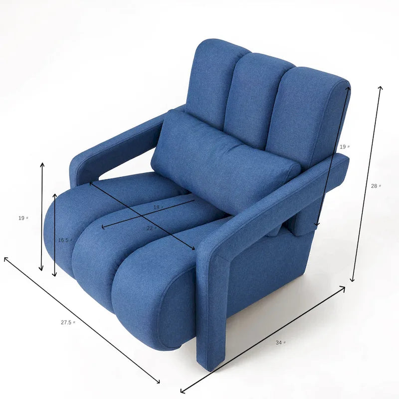 Fauteuil d'appoint moderne 27,5 po bleu marine avec oreiller