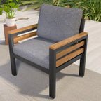 4-Piece Outdoor Sofa Set for 5 People with Removable Cushion & Solid Wood Coffee Table