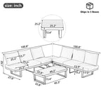 Outdoor Sectional Sofa Set Patio Conversation Set Patio Seating Group Outdoor Daybed with Adjustable Reclining Seats
