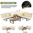 Outdoor Sectional Sofa Set Patio Conversation Set Patio Seating Group Outdoor Daybed with Adjustable Reclining Seats