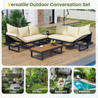 Outdoor Sectional Sofa Set Patio Conversation Set Patio Seating Group Outdoor Daybed with Adjustable Reclining Seats
