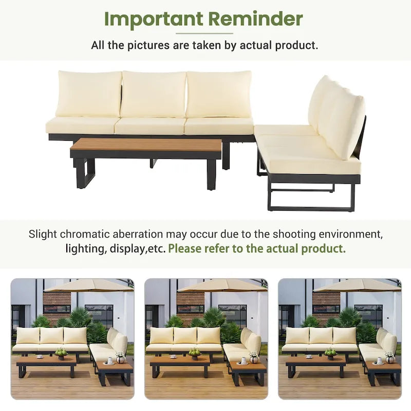 Outdoor Sectional Sofa Set Patio Conversation Set Patio Seating Group Outdoor Daybed with Adjustable Reclining Seats