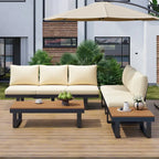 Outdoor Sectional Sofa Set Patio Conversation Set Patio Seating Group Outdoor Daybed with Adjustable Reclining Seats