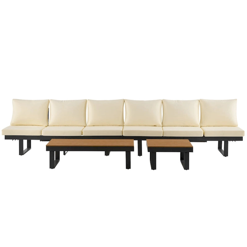 Outdoor Sectional Sofa Set Patio Conversation Set Patio Seating Group Outdoor Daybed with Adjustable Reclining Seats
