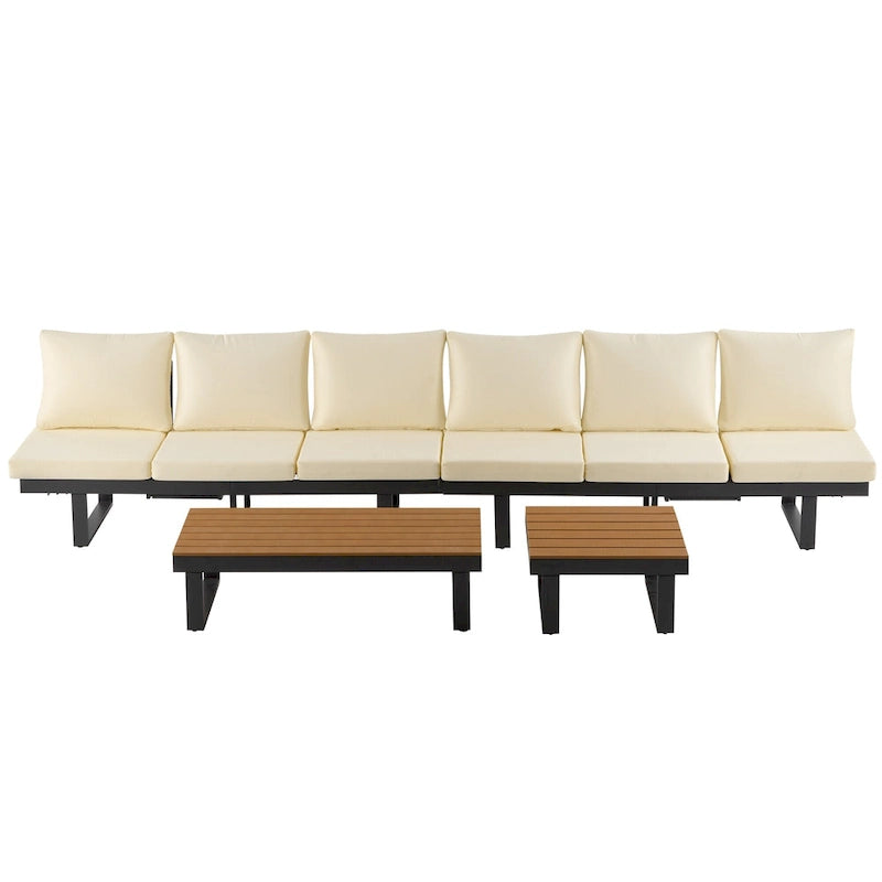 Outdoor Sectional Sofa Set Patio Conversation Set Patio Seating Group Outdoor Daybed with Adjustable Reclining Seats