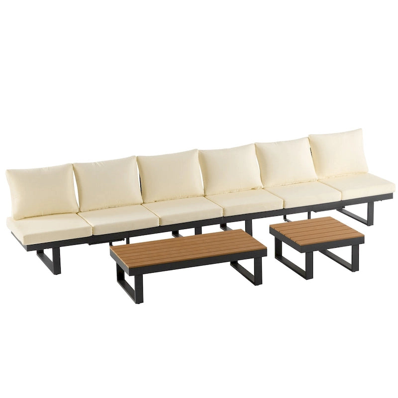 Outdoor Sectional Sofa Set Patio Conversation Set Patio Seating Group Outdoor Daybed with Adjustable Reclining Seats