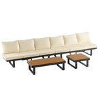 Outdoor Sectional Sofa Set Patio Conversation Set Patio Seating Group Outdoor Daybed with Adjustable Reclining Seats