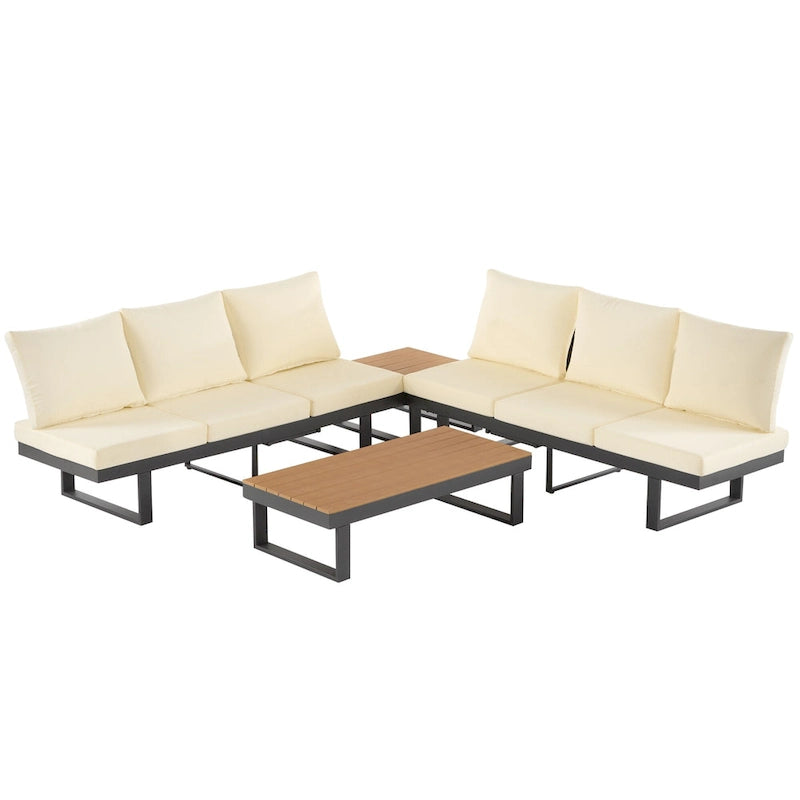 Outdoor Sectional Sofa Set Patio Conversation Set Patio Seating Group Outdoor Daybed with Adjustable Reclining Seats