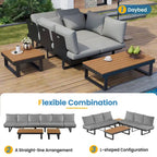 Outdoor Sectional Sofa Set Patio Conversation Set Patio Seating Group Outdoor Daybed with Adjustable Reclining Seats