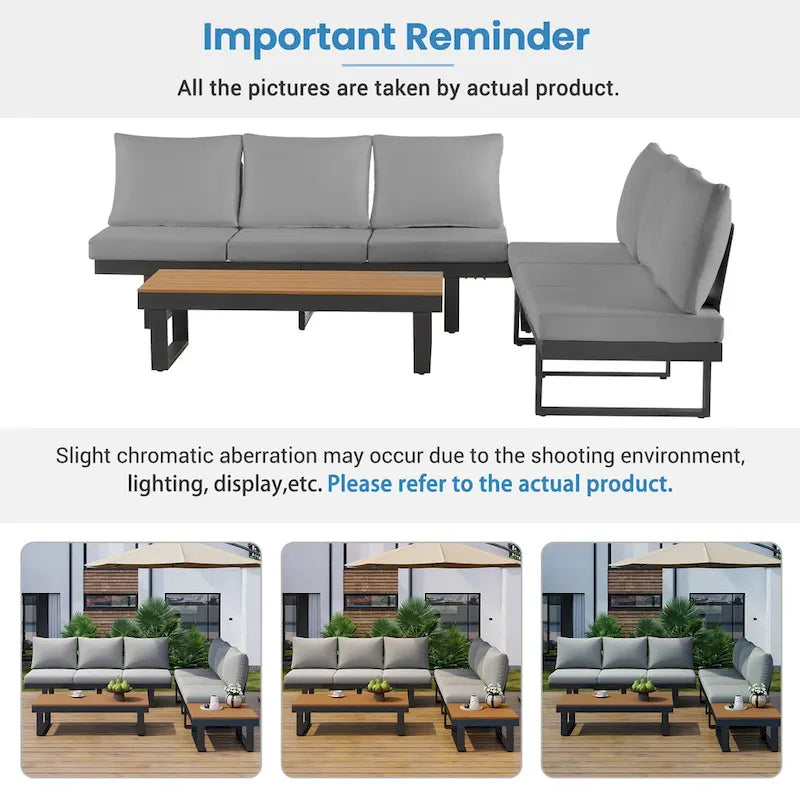 Outdoor Sectional Sofa Set Patio Conversation Set Patio Seating Group Outdoor Daybed with Adjustable Reclining Seats