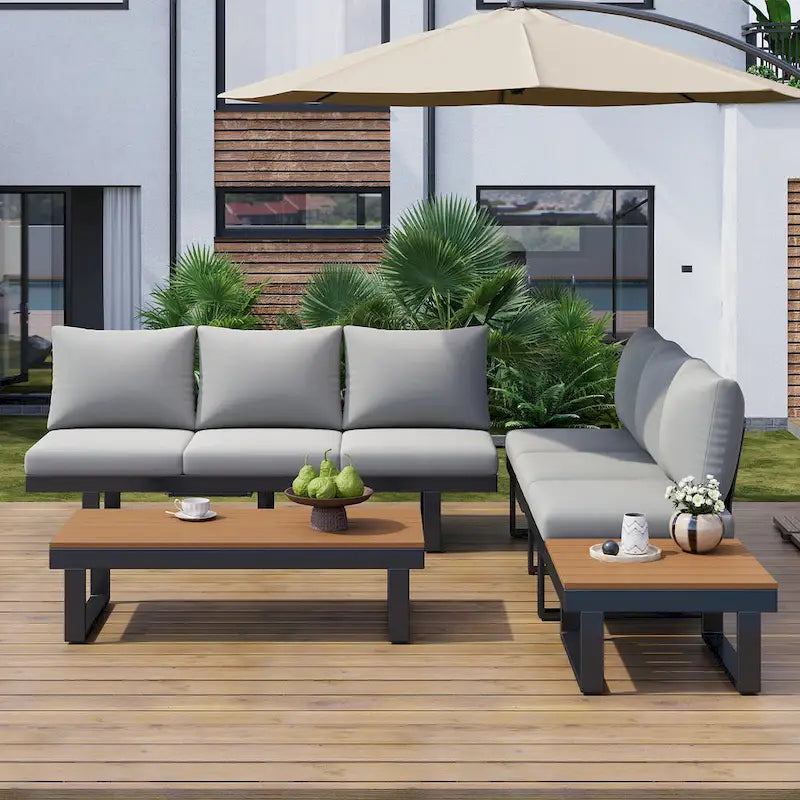Outdoor Sectional Sofa Set Patio Conversation Set Patio Seating Group Outdoor Daybed with Adjustable Reclining Seats