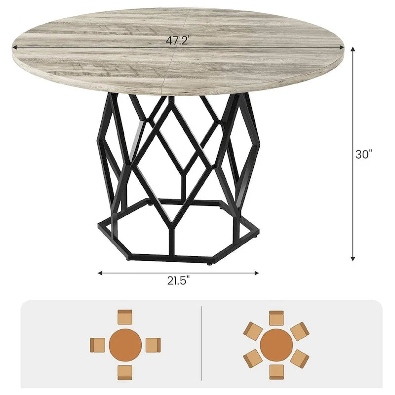 Table à manger ronde de 47 pouces pour salle à manger, salon - S/O
