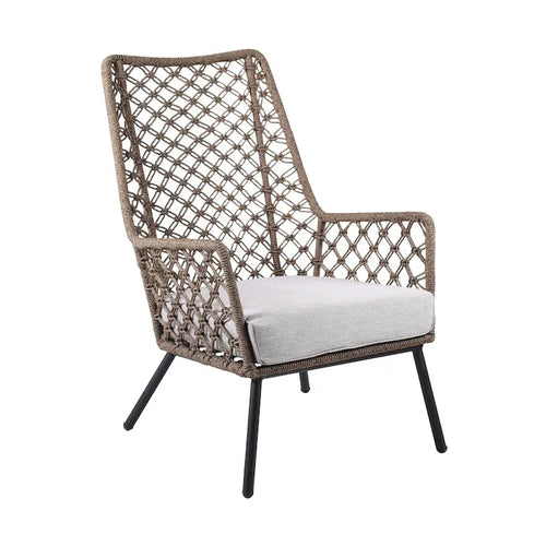 26 Gray Metal Outdoor Arm Chair with Gray Cushion