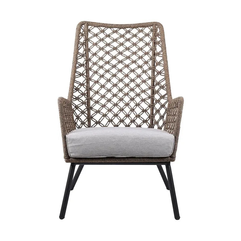 26 Gray Metal Outdoor Arm Chair with Gray Cushion