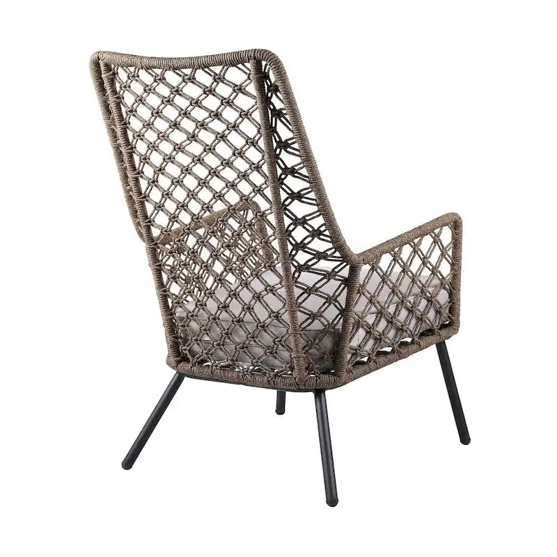 26 Gray Metal Outdoor Arm Chair with Gray Cushion