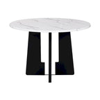 Ensemble table et chaises de cuisine 5 pièces, table à manger ronde pour 4 personnes, 4 chaises rembourrées avec pieds en bois d'hévéa