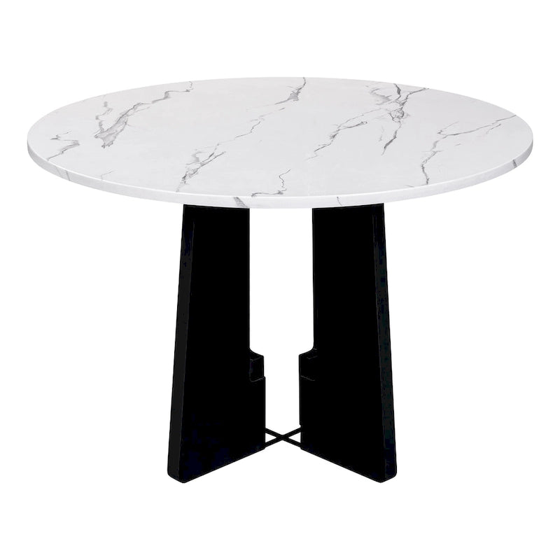 Ensemble table et chaises de cuisine 5 pièces, table à manger ronde pour 4 personnes, 4 chaises rembourrées avec pieds en bois d'hévéa
