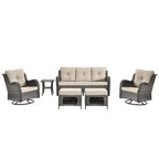 6 Piece Wicker Outdoor Patio Furniture Set Swivel Chairs Sofa Ottoman