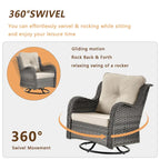 6 Piece Wicker Outdoor Patio Furniture Set Swivel Chairs Sofa Ottoman