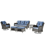 6 Piece Wicker Outdoor Patio Furniture Set Swivel Chairs Sofa Ottoman