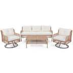 4-Piece Outdoor Conversation Set with Swivel Chairs and Removable Cushions for Comfort