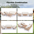 4-Piece Outdoor Conversation Set with Swivel Chairs and Removable Cushions for Comfort