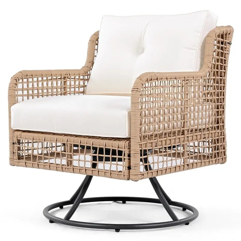 4-Piece Outdoor Conversation Set with Swivel Chairs and Removable Cushions for Comfort