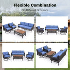 4-Piece Outdoor Conversation Set with Swivel Chairs and Removable Cushions for Comfort