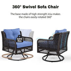 4-Piece Outdoor Conversation Set with Swivel Chairs and Removable Cushions for Comfort