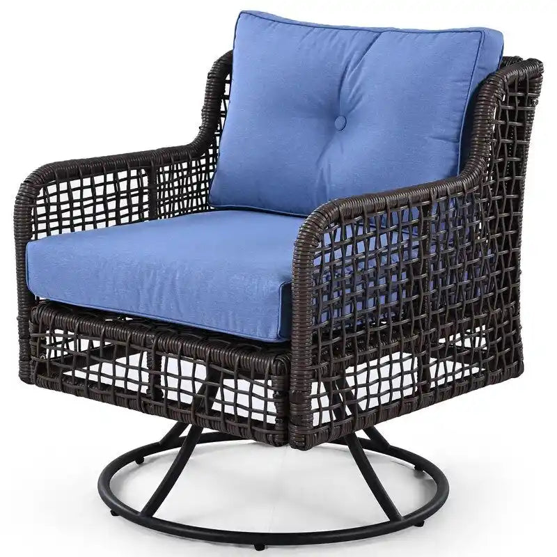 4-Piece Outdoor Conversation Set with Swivel Chairs and Removable Cushions for Comfort