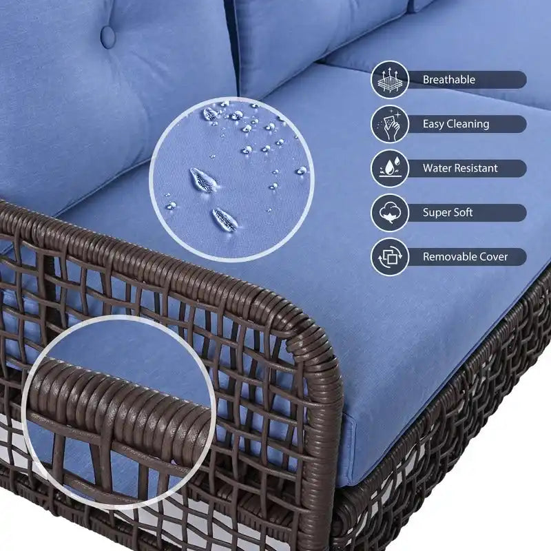 4-Piece Outdoor Conversation Set with Swivel Chairs and Removable Cushions for Comfort