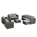 6-Piece Outdoor Wicker Conversation Sofa Set with Coffee Table, Ottoman