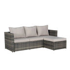 6-Piece Outdoor Wicker Conversation Sofa Set with Coffee Table, Ottoman