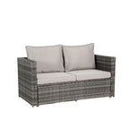 6-Piece Outdoor Wicker Conversation Sofa Set with Coffee Table, Ottoman
