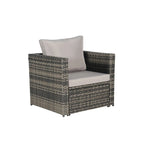 6-Piece Outdoor Wicker Conversation Sofa Set with Coffee Table, Ottoman