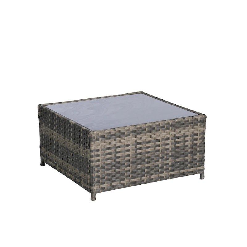 6-Piece Outdoor Wicker Conversation Sofa Set with Coffee Table, Ottoman